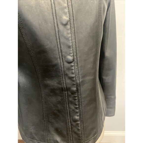 VTG i.e. Womens Y2K 90s Retro Black 100% Leather Jacket PS - Picture 8 of 13